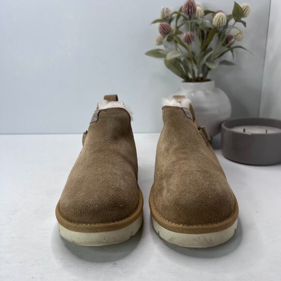 SuperLamb Ongi Sherpa Ankle Boot Suede Beige Round Toe Women's US 6E Wide NWB - Picture 2 of 11